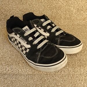 Vans Kids Black Checkered Shoes Youth Size 5